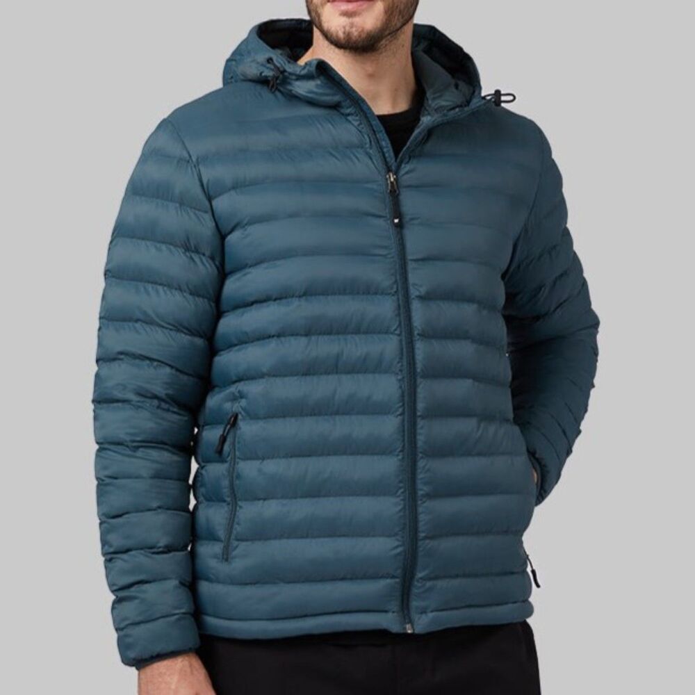 NWT 32 Degrees Men's Large Lightweight Recycled Poly-Fill Packable Hooded Jacket